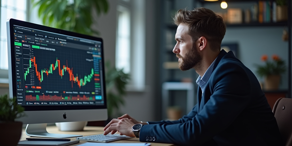 man trading binary options on computer