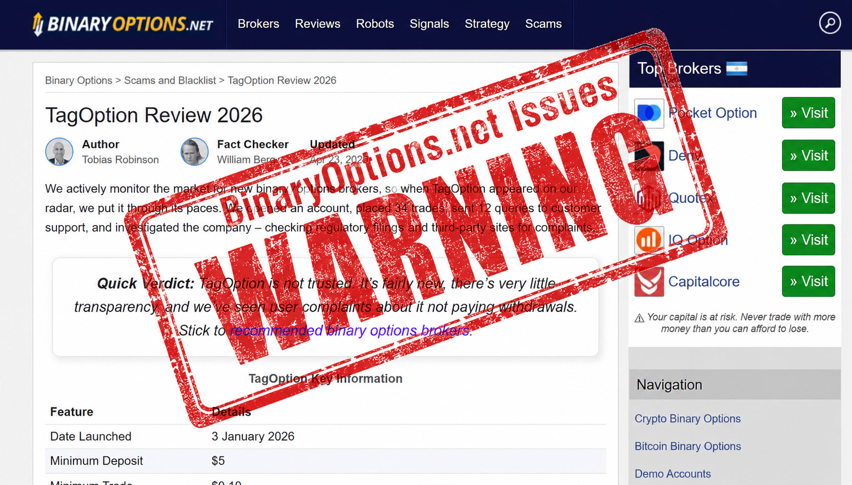 bonet tag warning